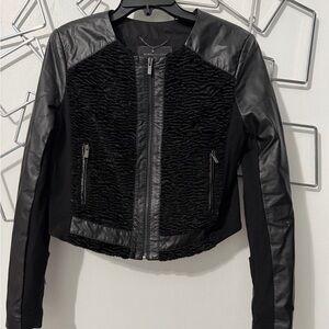 BCBG Max Azria Black Bernice Genuine Leather Moto Jacket Size Medium